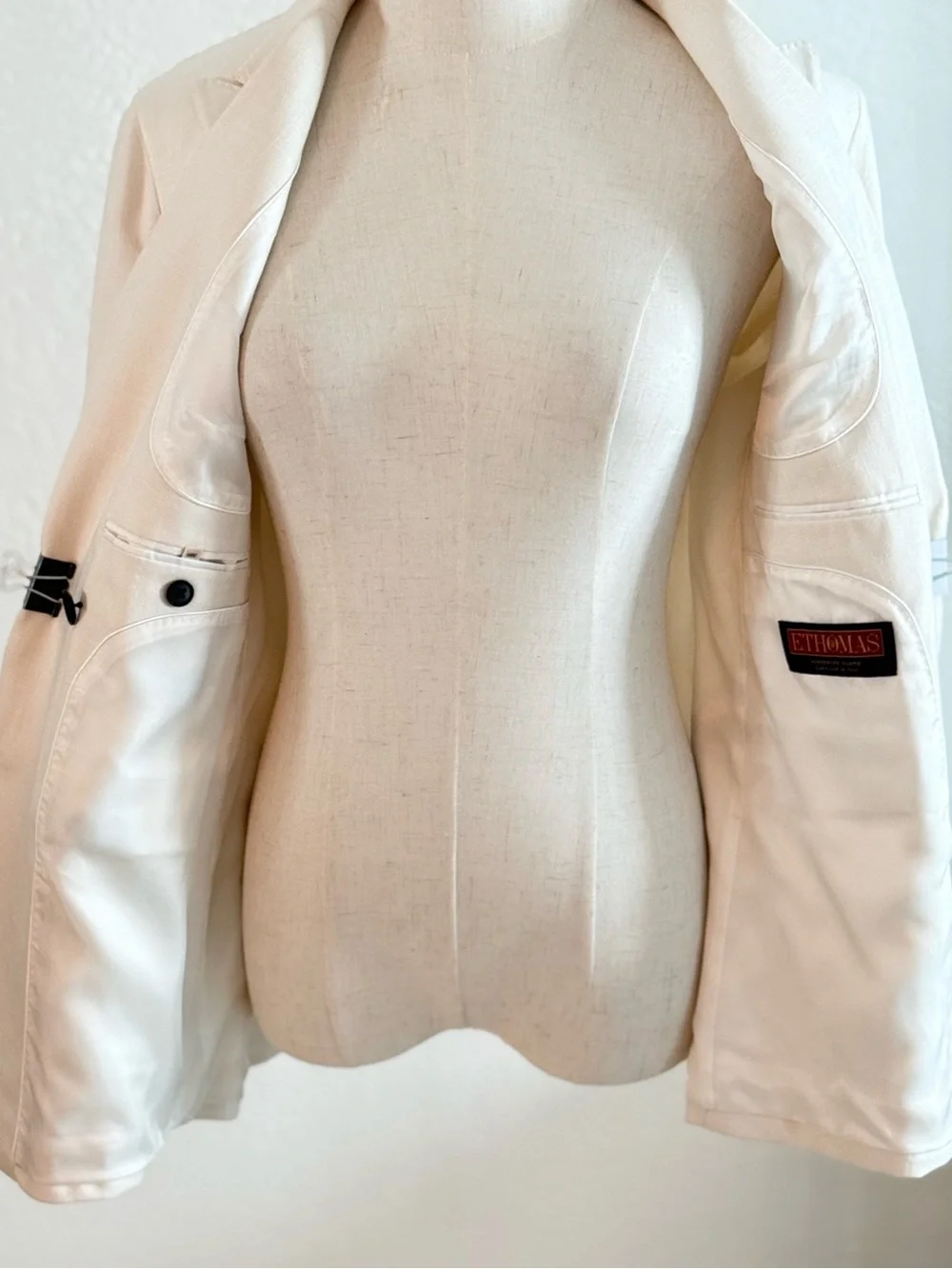 SUISTUDIO‎ Cameron Double Breasted Off White Silk Cotton Blazer Jacket Luxury 6